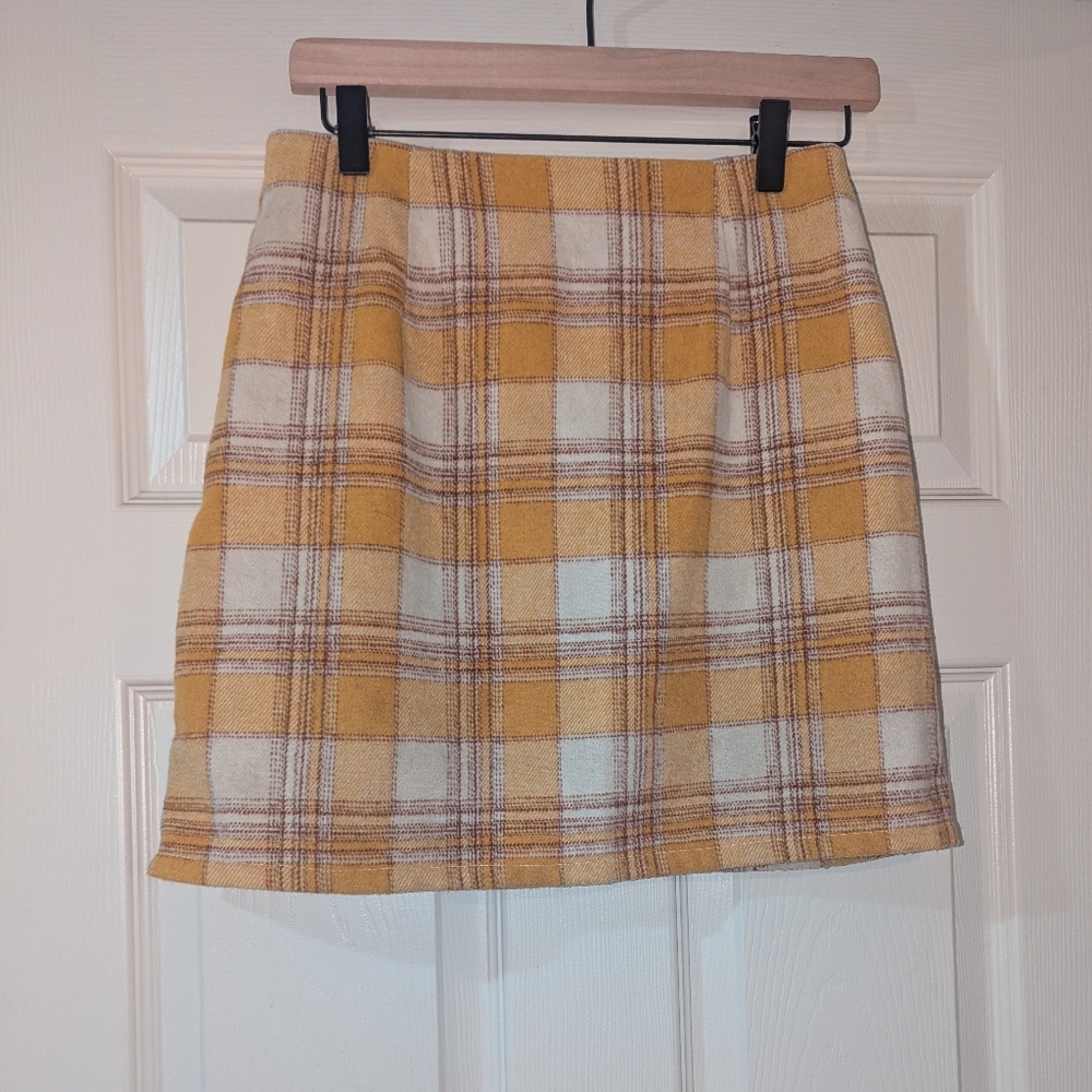 Plaid Yellow and Cream Skirt